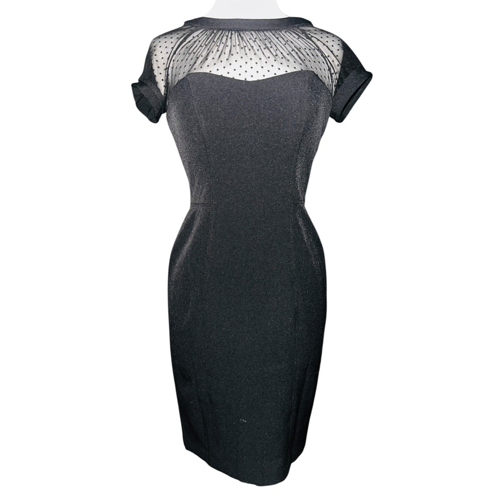 A6 White House Black Market Sheath Dress Polka Dot Mesh Cocktail Party Size 2